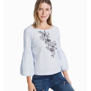 3/$25 WHBM striped embroidered top | 8